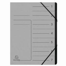 Lot de 10 Trieur agrafé avec élastiques int. noir 7 compart. A4 Gris - Image principale