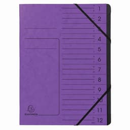10 Trieur agrafé avec élastiques int. noir 12 compart. A4 Violet - Image principale