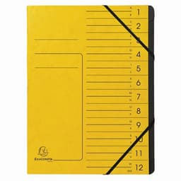 Lot de 10 Trieur agrafé avec élastiques int. noir 12 compart. A4 Jaune - Image principale