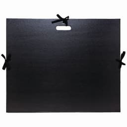 Carton à dessin kraft noir vernis avec rubans et poignée - Image principale