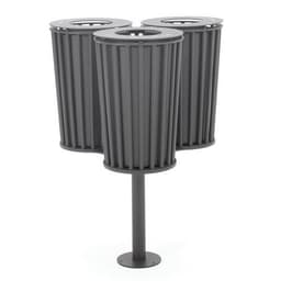 Poubelle extérieure triple inoxydable - Gris - Image principale