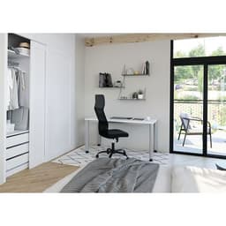 Bureau droit pieds ronds 140 cm Blanc - Image 2