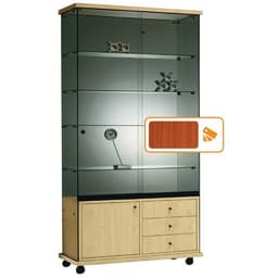 Vitrine Easy E6 - Avec armoire basse et éclairage socle Merisier - Image 4