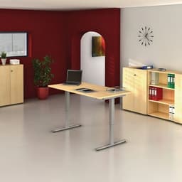 Bureau droit hauteur réglable électrique Evol 160x80 cm Plateau Hêtre - Image 4