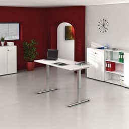 Bureau droit hauteur réglable électrique Evol 160 x 80 cm Plateau Gris - Image 2