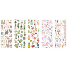 Ensemble 5 feuilles de stickers thèmes variés humoristique - Image principale