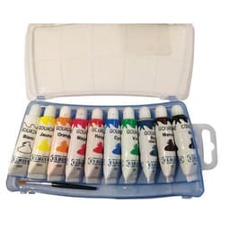 Boite de 10 tubes 10Ml en plastique de gouache  1 pinceau inclus - Image principale