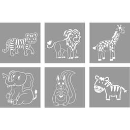 Set 6 pochoirs animaux 15 x 15 cm - Image principale