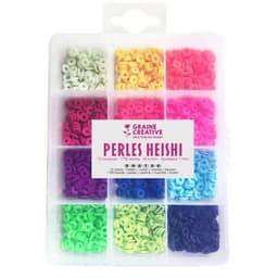 Valisette 1700 perles HEISHI 12 couleurs assorties fluo - Image principale