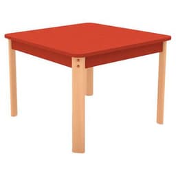 Table Ergo carrée T0 - rouge/hêtre - Image principale