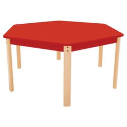 Table Ergo hexagonale T0 - rouge/hêtre - Image principale