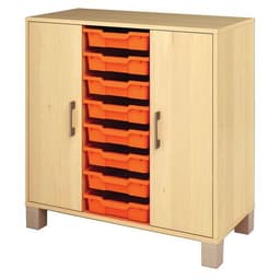 Meuble bas Confetti avec pieds - 8 bacs et portes bouleau/bouleau - Image principale