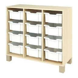 Meuble droit Confetti avec pieds et 12 bacs bouleau/blanc - Image principale