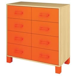 Armoire basse Confetti avec pieds et 8 tiroirs bouleau/orange - Image principale