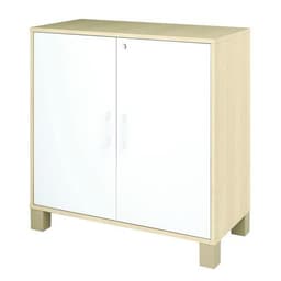 Armoire basse Confetti avec pieds 2 portes à clé bouleau/blanc - Image principale