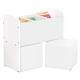Bac à livres et poufs Confetti bouleau/blanc - Image principale