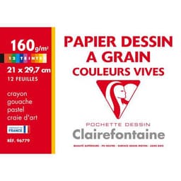 Pochette de 12 feuilles Dessin à Grain A4 160g assorties - Image principale