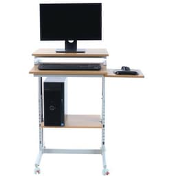 Poste informatique Twin 6820 plateau Hêtre structure Gris clair - Image 3