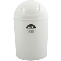 Lot de 4 poubelles plastique ronde à bascule pour SDB 7 L blanc - Image principale