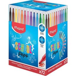 Pot 72 feutres pointe conique 3.6 mm en 12 couleurs assorties School Peps Maped - Image principale