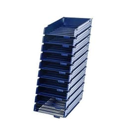 Corbeille à courrier ajourée antichoc souple, dim. 34x25x6,5 cm (Ensemble de 10) - Bleu - Image principale