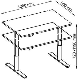 Bureau droit hauteur réglable électrique Evol 121x80 cm Plateau Hêtre - Image 3