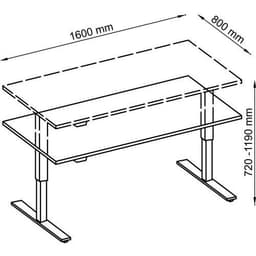 Bureau droit hauteur réglable électrique Evol 160 x 80 cm Plateau Gris - Image 3