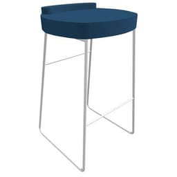 Tabouret POLO assise Pétrole pied Blanc - Image principale