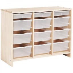 Meuble bas 12 bacs incolores - Teinte Bouleau - Image principale