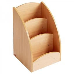 Bac à livres présentoir à roulettes 3 compartiments - Teinte hêtre - Image principale