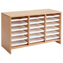 Meuble bas 18 plateaux blancs - Teinte Hêtre - Image principale