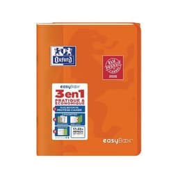 OXFORD Cahier EasyBook 17x22cm Grands Carreaux Seyès 48 Pages Agrafées Couverture Polypro Coloris Assortis - Image principale