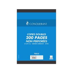 CONQUERANT Copies Doubles Non Perforées A4 Grands Carreaux Seyès 200 Pages Sous Film Blanches - Image principale