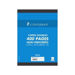 CONQUERANT Copies Doubles Non Perforées A4 Petits Carreaux 5X5 400 Pages Sous Film Blanches - Image principale