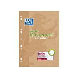 OXFORD Feuilles Simples A4 Grands Carreaux Seyès 200 Pages Recyclées Etui Cartonné Beige - Image principale