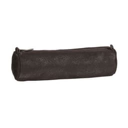 Elba Fourre-Tout Rond 6x21cm à Fermeture Eclair Cuir Huilé Noir - Image principale