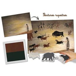 Kit 10 tampons peintures rupestres + 1 encreur bicolore noir et marron - Image 2