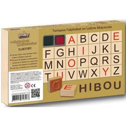Lot 26 tampons bois alphabet majuscules + 1 encreur double 260 x 35 x 160 mm - Image 2