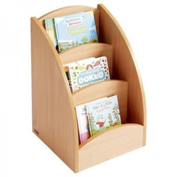 Bac à livres présentoir à roulettes 3 compartiments - Teinte hêtre - Image 2