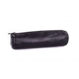 Elba Fourre-Tout Rond 6x21cm à Fermeture Eclair Cuir Ebène Noir - Image 4