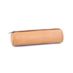 Elba Fourre-Tout Rond 6x21cm à Fermeture Eclair Cuir Naturel Beige - Image 2