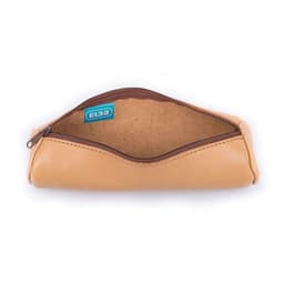 Elba Fourre-Tout Rond 6x21cm à Fermeture Eclair Cuir Naturel Beige - Image 3