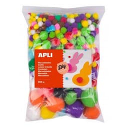 Sachet 500 pompons couleurs et tailles assortis - Image 2