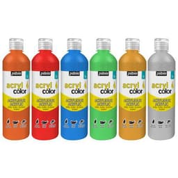 Assortiment 6 flacons 500 ml Acryl'Color Pebeo peinture pailletée - Image principale