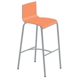 Tabouret 4 pieds hauteur 75 cm stratifié orange/alu 9006 - Image principale