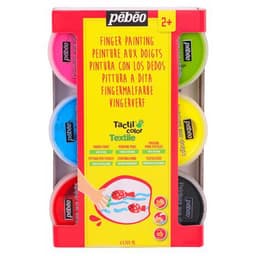 Ensemble 6 pots 100 ml gouache aux doigts textile Pebeo couleurs classiques - Image 3
