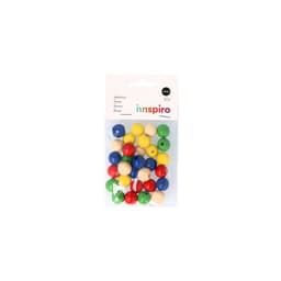Sachet 30 perles bois rondes multicolores 15 mm - Image principale