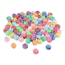 Bocal 200g perles plastique rondes 8mm à pois argenté scintillantes - Image 2