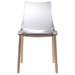 Lot de 2 chaises Zebra antichoc 4 pieds - transparent/hêtre naturel - Image principale