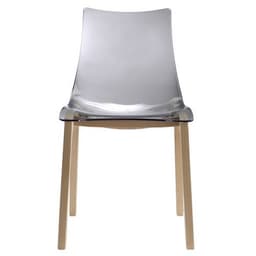 Lot de 2 chaises Zebra antichoc 4 pieds - transparent fumé/hêtre naturel - Image principale